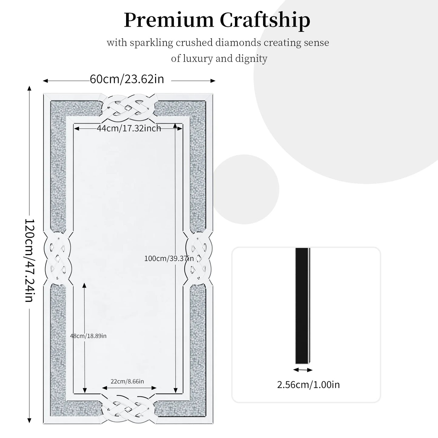 Large Crystal Crush Diamond Mirror Vanity