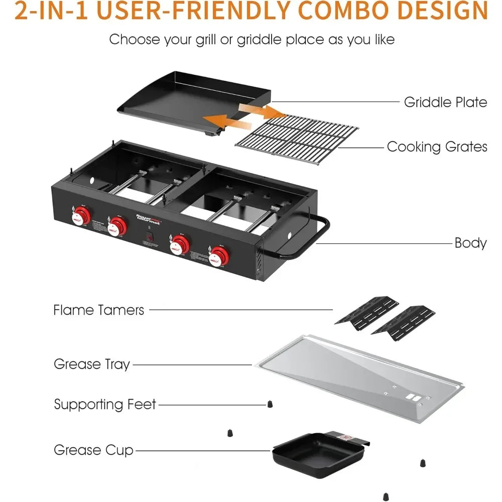 4-Burner Tailgater Grill Griddle Combo