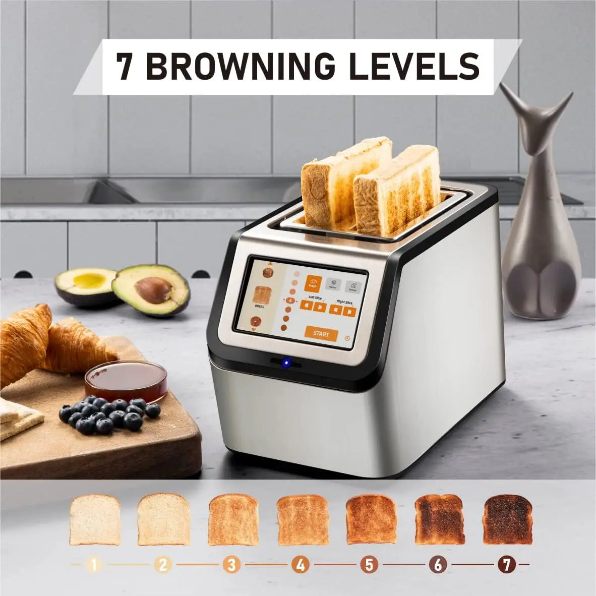 Smart Toaster, Slice,High-speed Automatic Settings, Bagel English Muffins Toast Pastry Waffles Bre