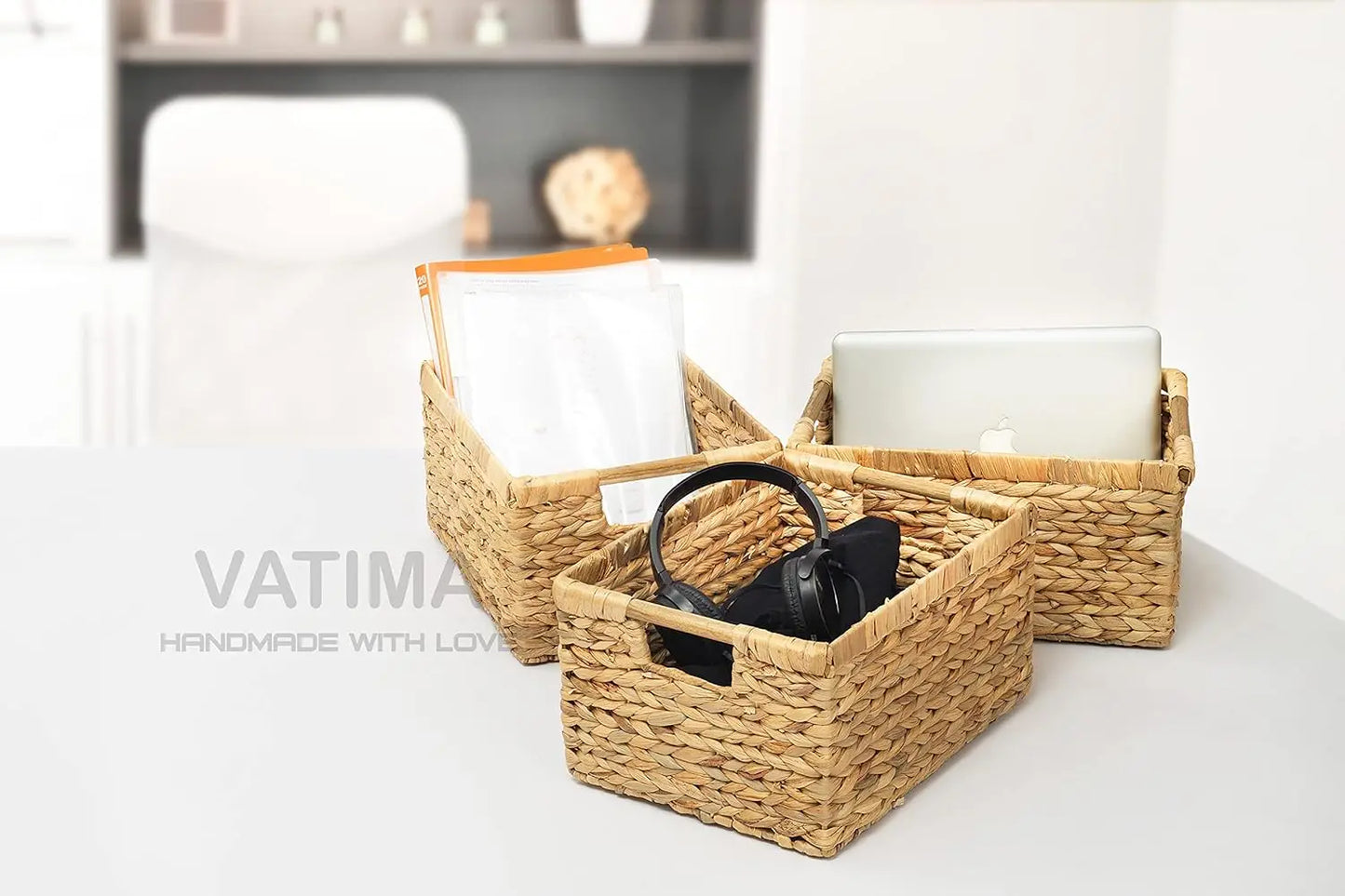 Large Wicker Basket  with Wooden Handles