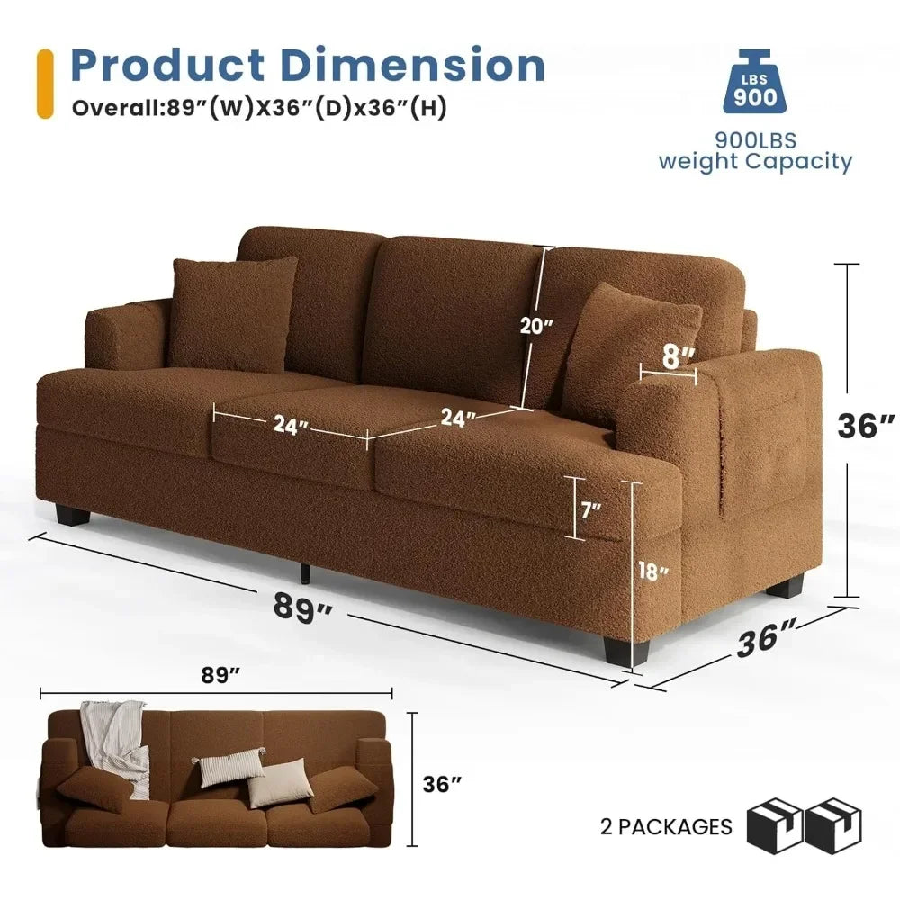 Deep Seat Sofa 89" With Throw Pillow