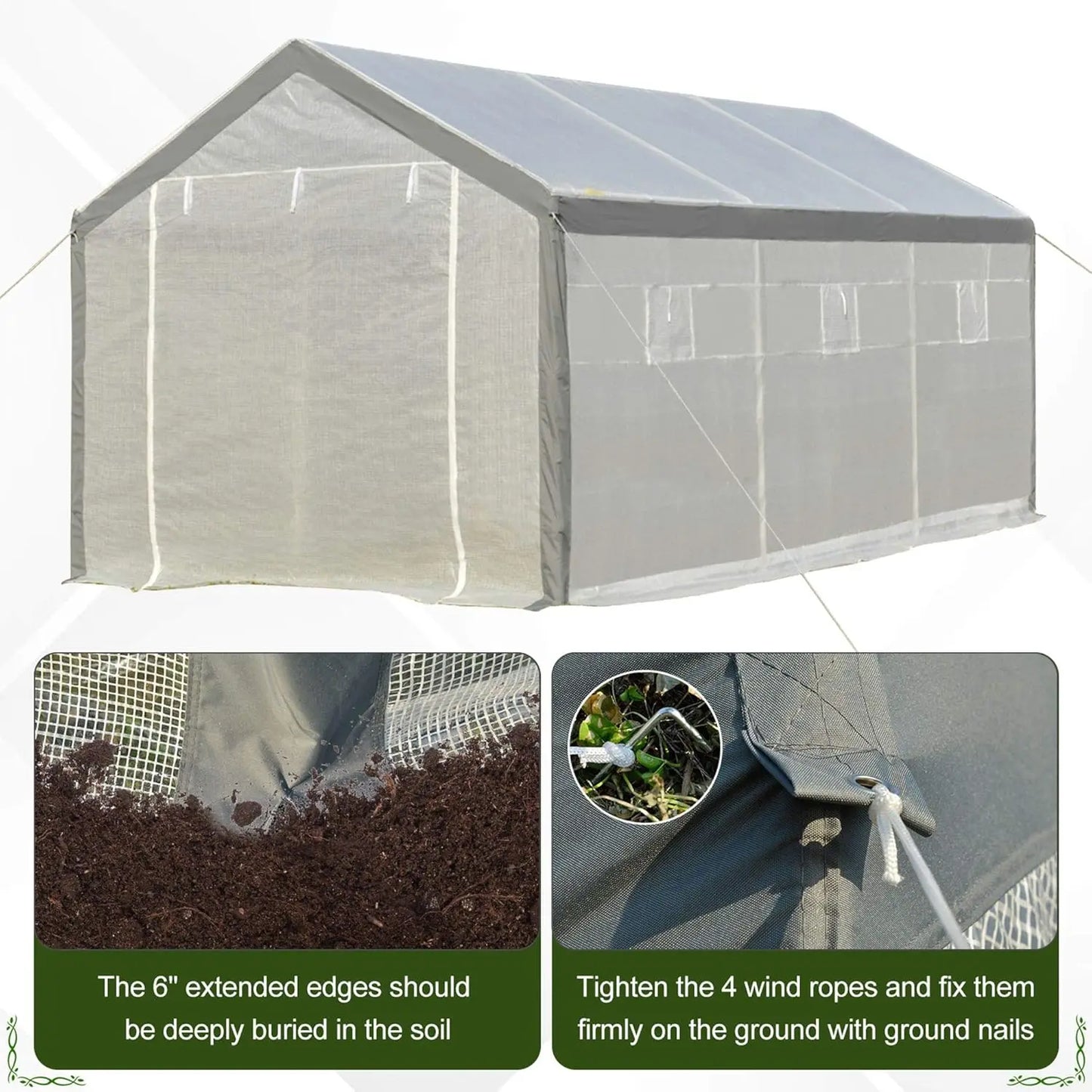 20'x10'x9' Walk-in Greenhouse Outdoor Garden