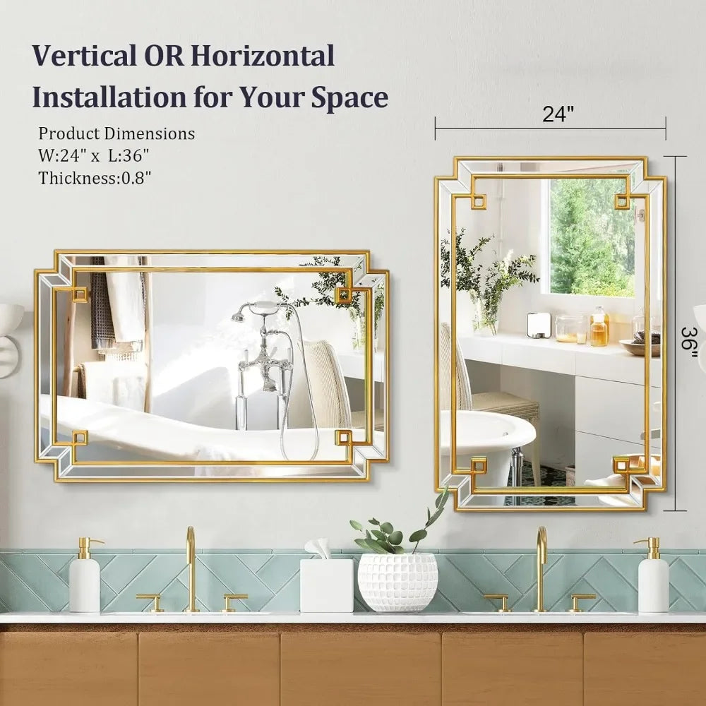 Gold Rectangle Vanity Mirror