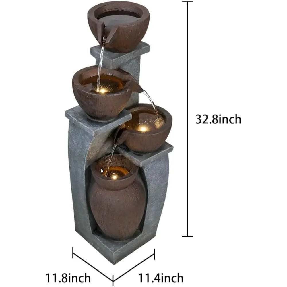 4 Tier Free Standing Outdoor Water Fountains