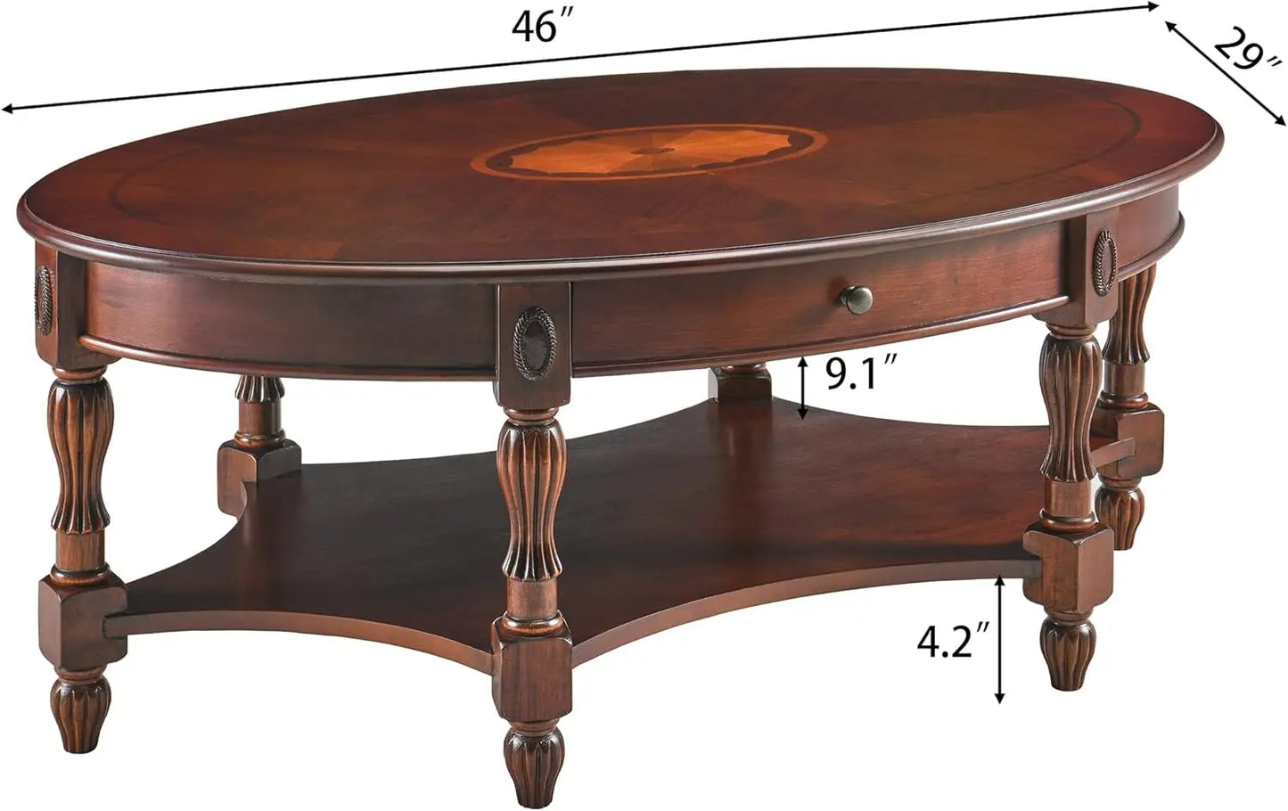 Large Oval Coffee Table With Drawer