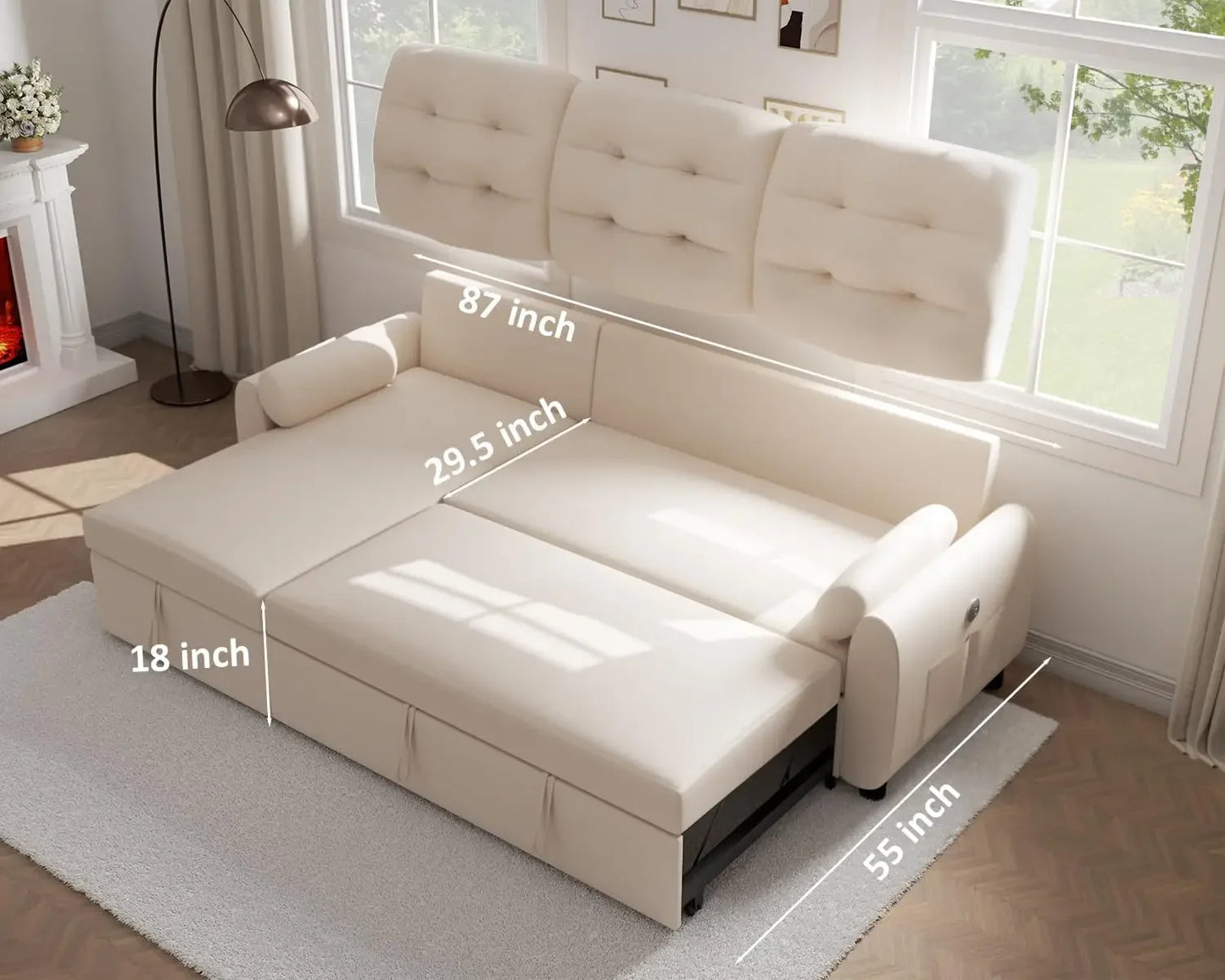 Sectional Sofa Couch Sleeper Bed