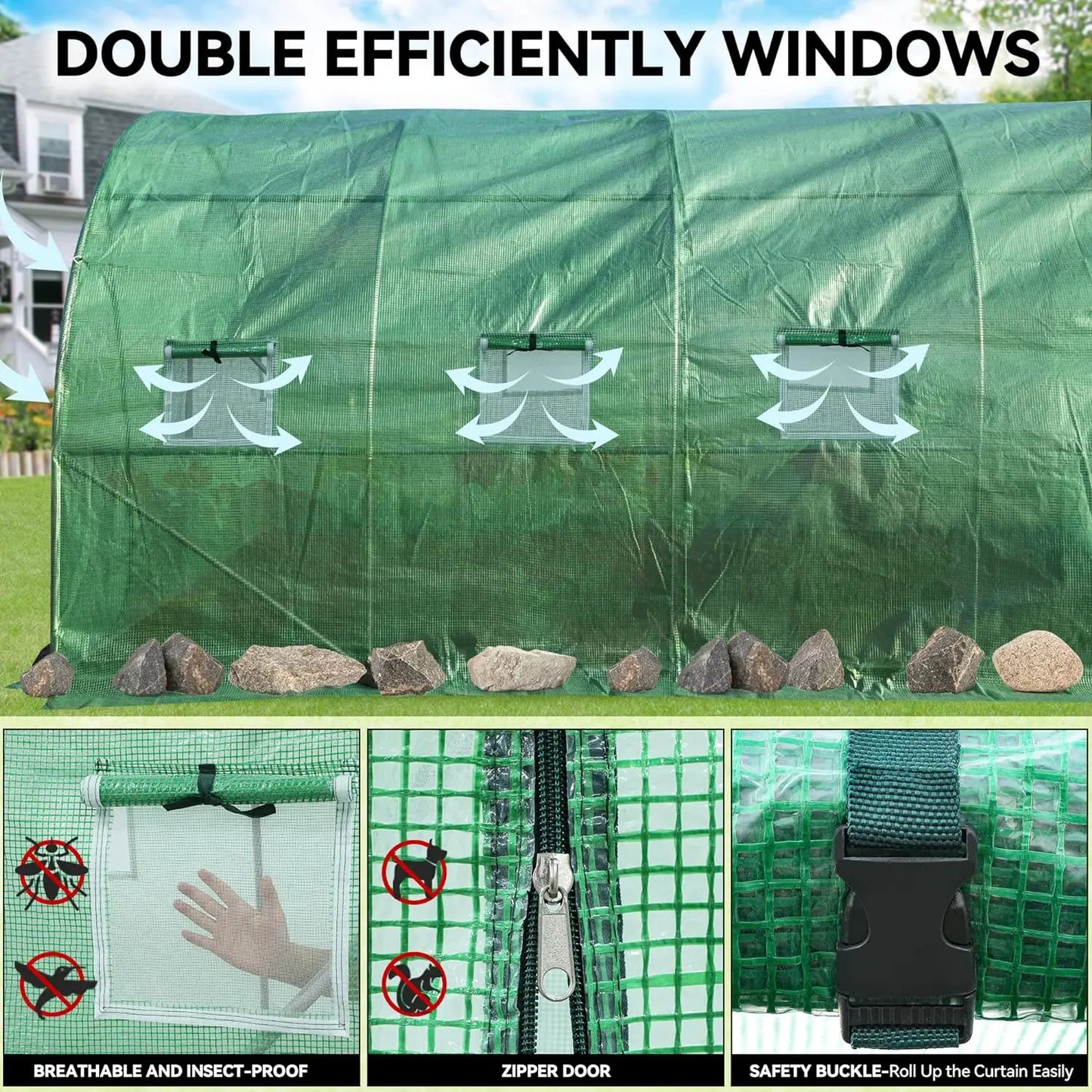 15x6.5x6.5ft Greenhouse w/ Watering System Heavy Duty Kit