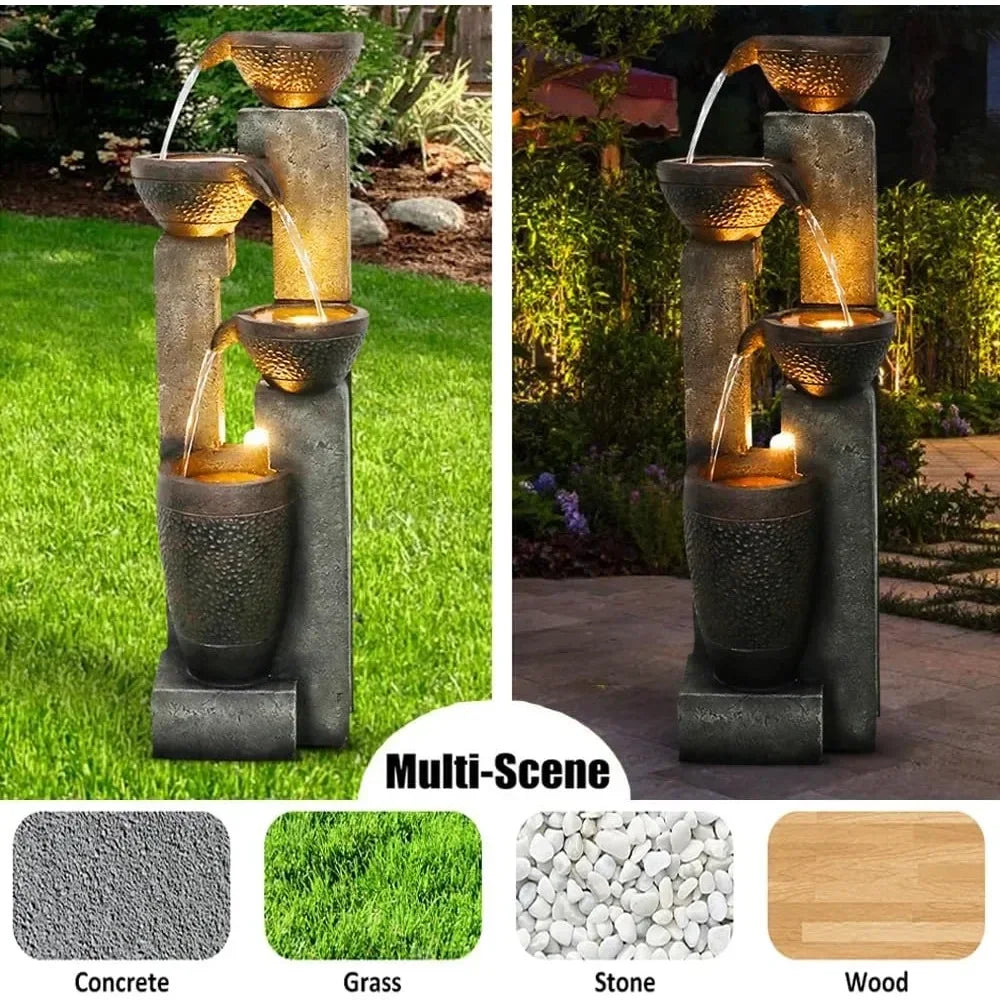 4-Tier Outdoor Garden Water Fountain