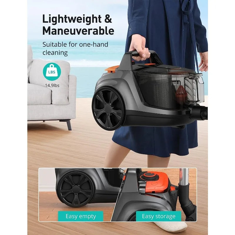 1200W Lightweight Canister Bagless Vacuum Cleaner