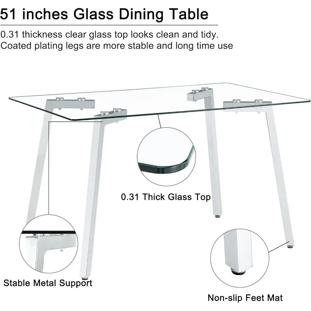 Glass Dining Table Set for 4