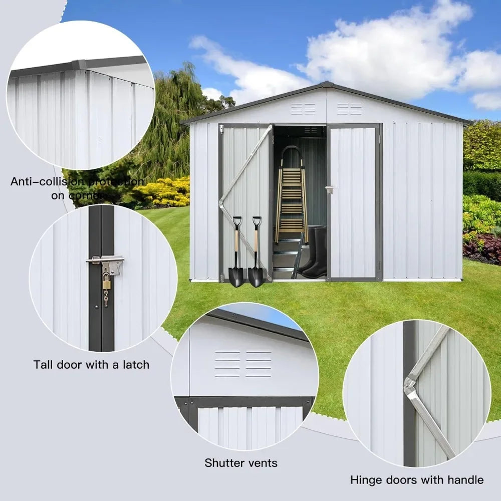 12'X10' Metal Storage Shed, Waterproof, Lockable Doors