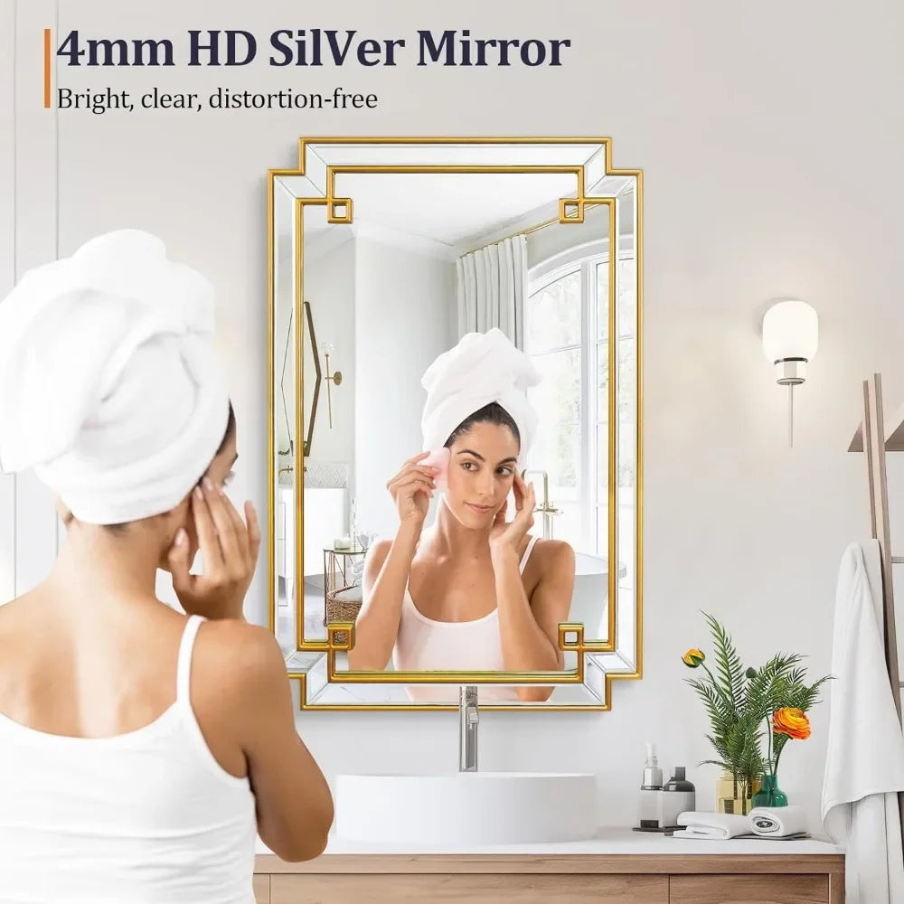 Gold Rectangle Vanity Mirror