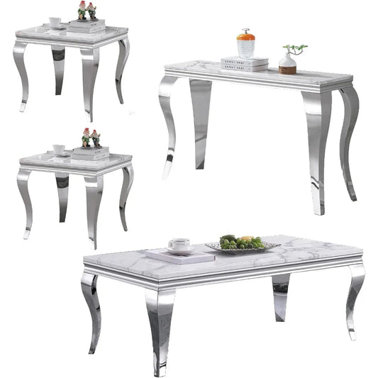 White Faux Marble Coffee Table