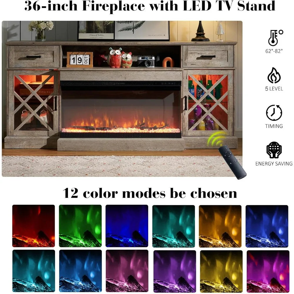 3-Sided Farmhouse Fireplace TV Stand