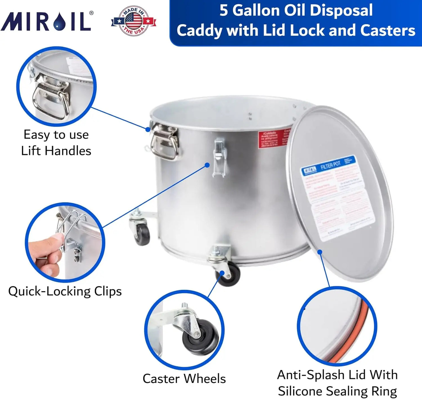 5 Gallon Oil Disposal Caddy w/Caster Wheels