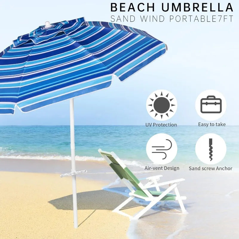 7ft Heavy Duty High Wind Beach Umbrella