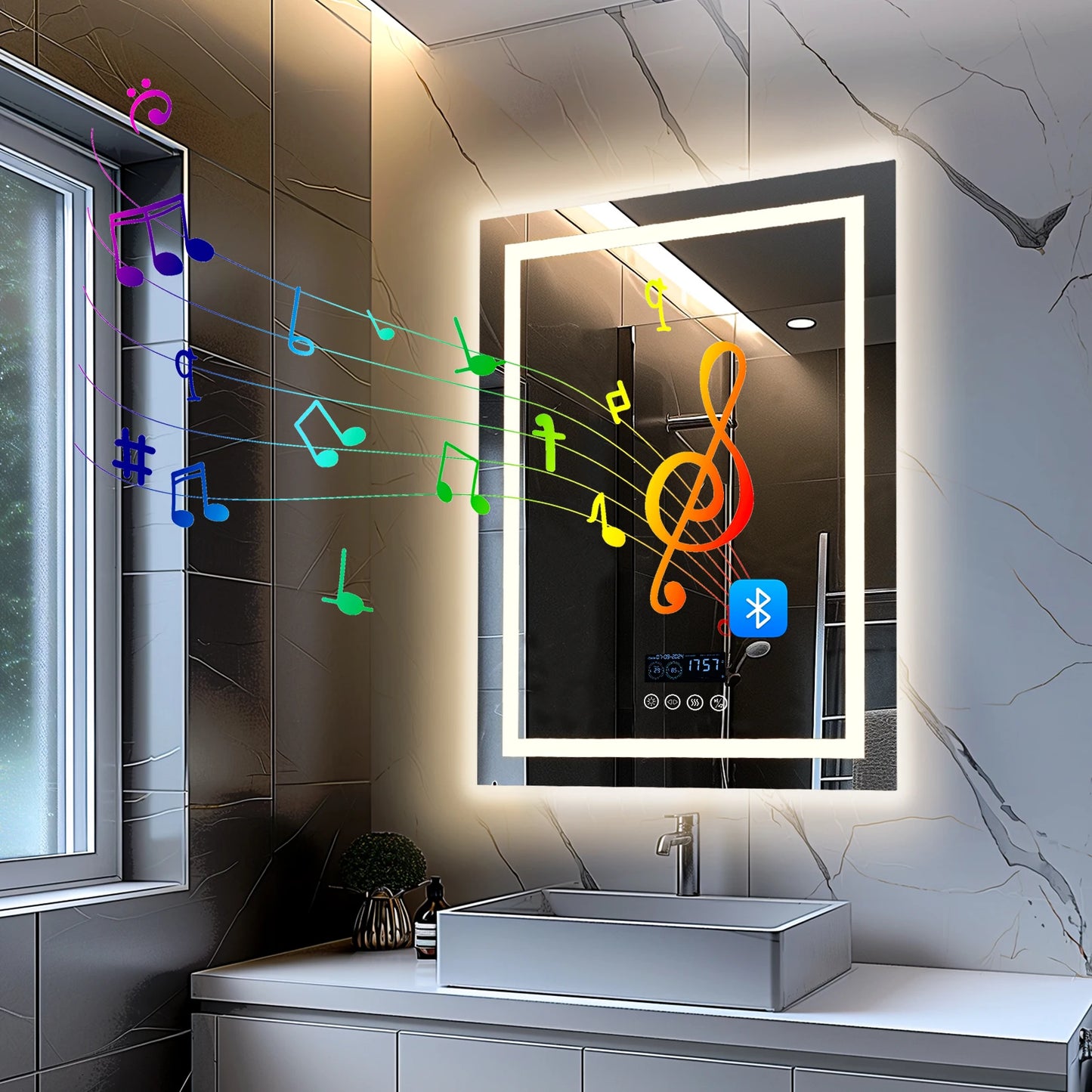 Square LED Lighted Bathroom Mirror