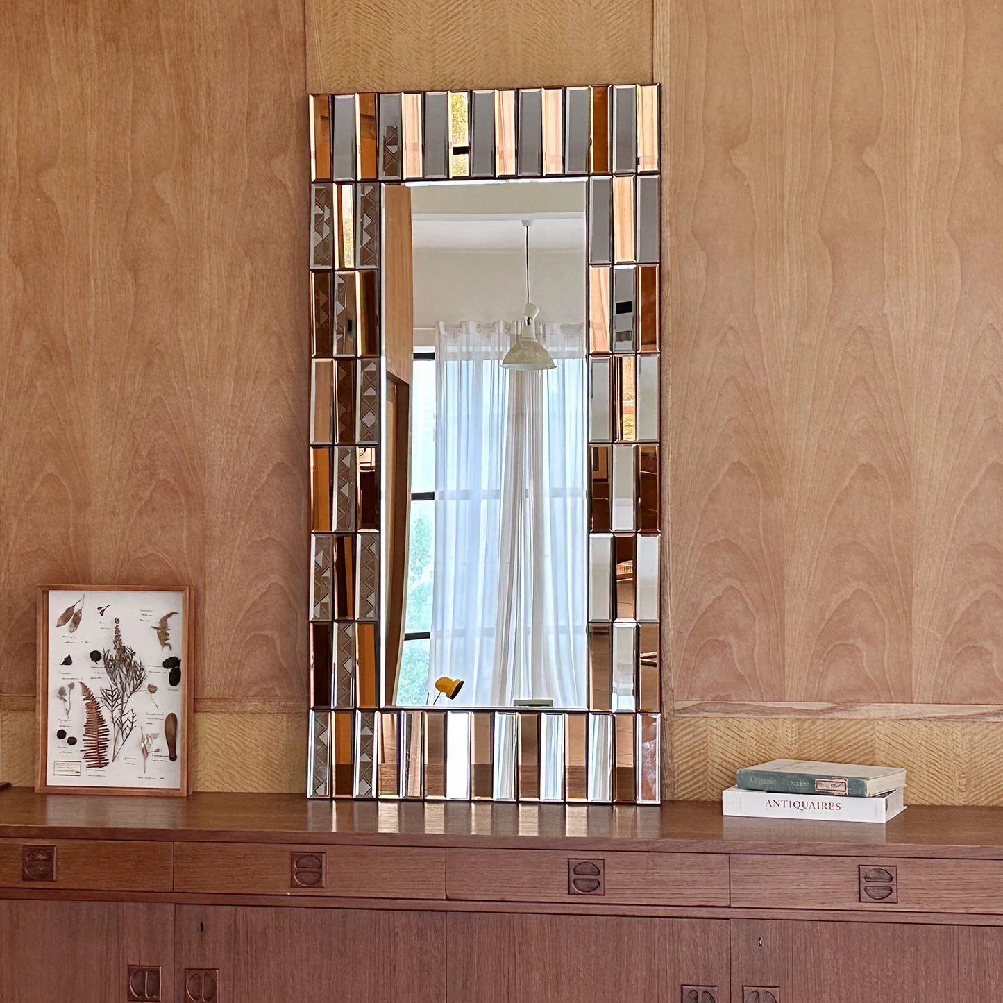 Silver+Tawny All Glass Framed  Wall Mirror