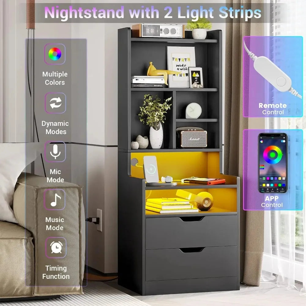 Tall Nightstand Set of 1 or 2