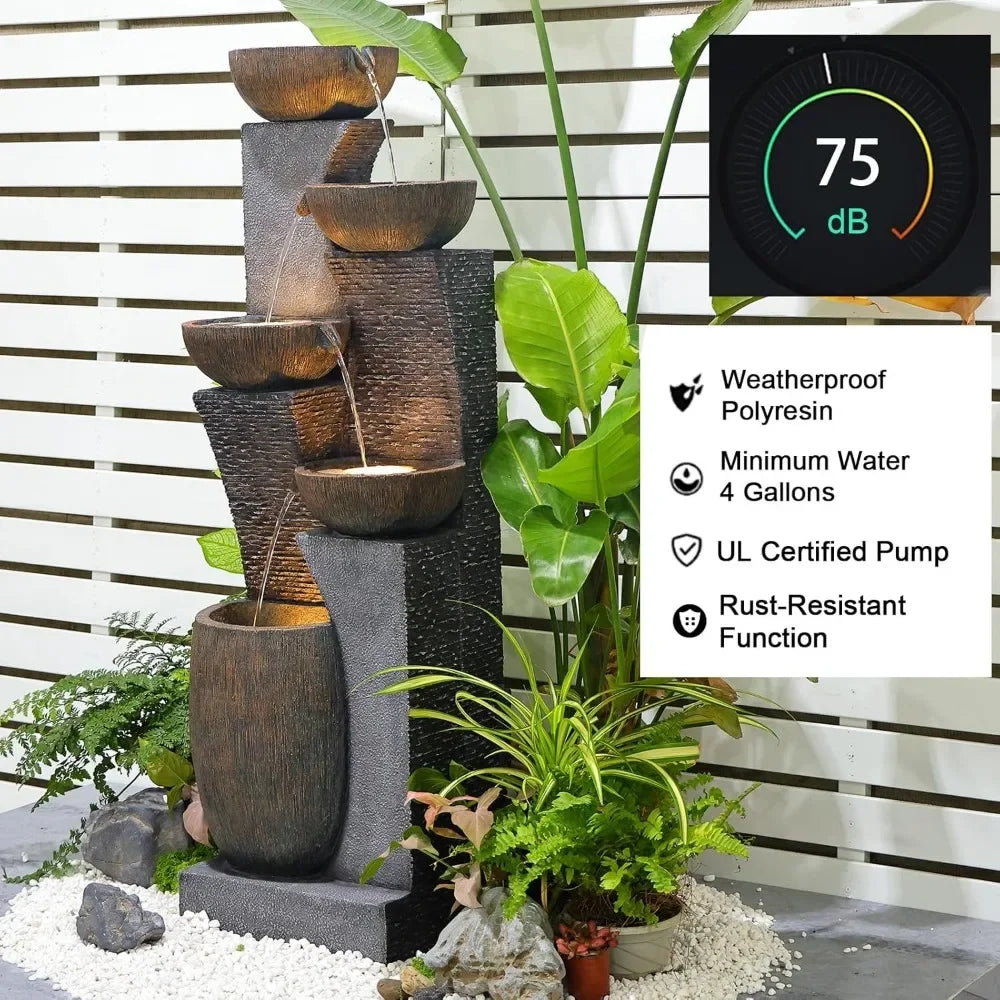 Outdoor Garden Water Fountain with Lights