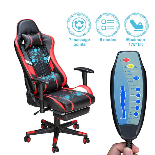 Massage Gaming Chair 7-Point Adjustable Seat Height