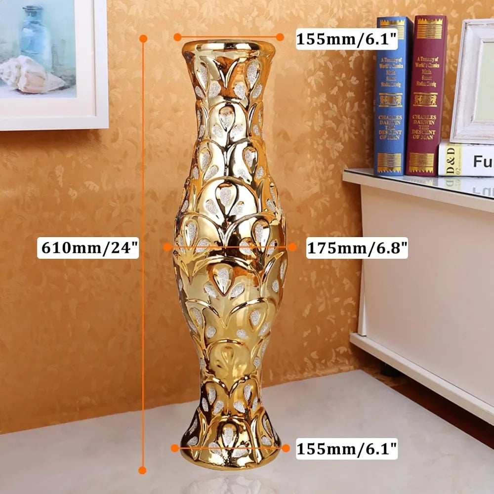 Gold Home Decoration Ceramic Floor Vase