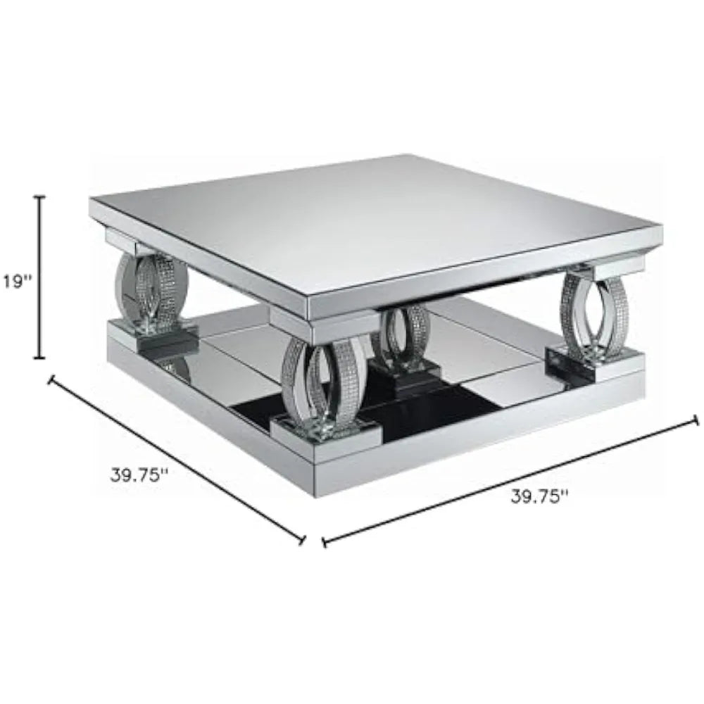 Square Mirrored Cocktail Coffee Table