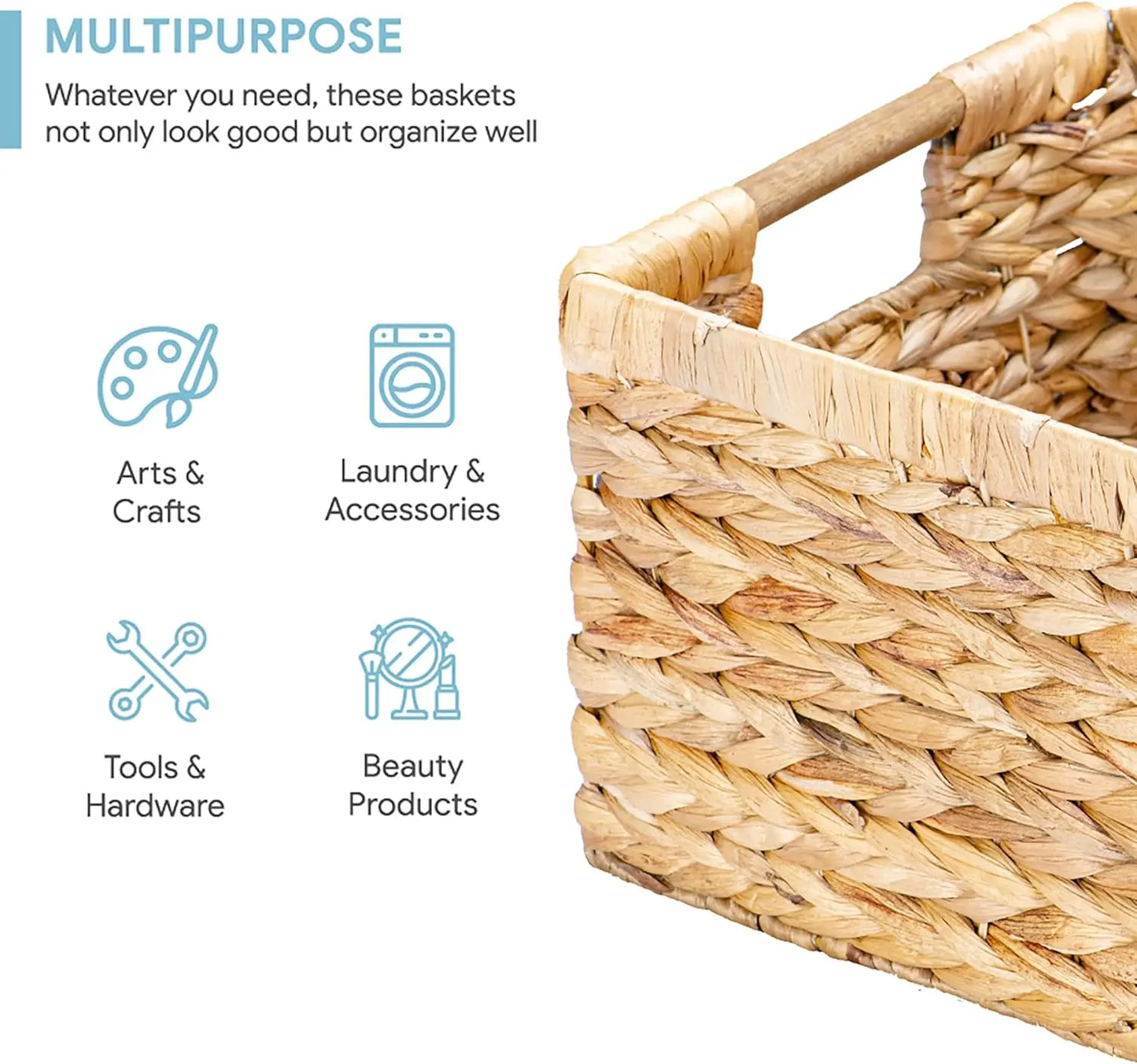 Large Wicker Basket  with Wooden Handles