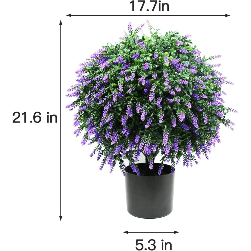 Artificial Lavender Topiary Ball Tree Potted Bushes