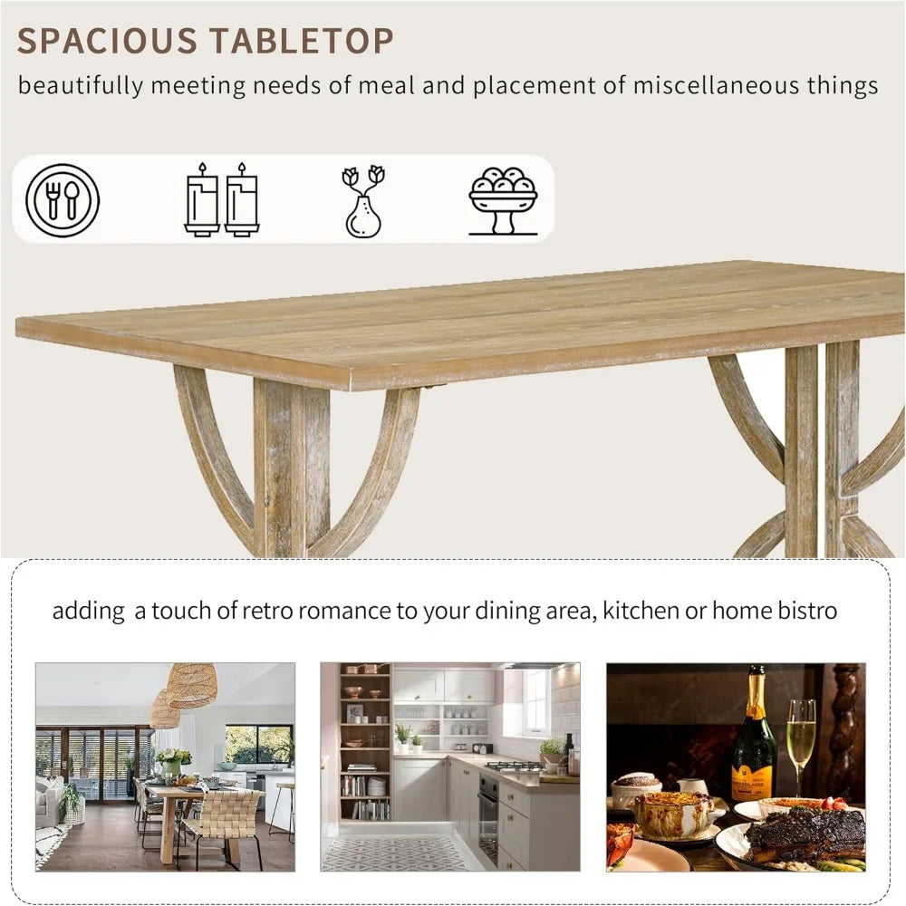 6 Pieces Wood Dining Table Set with Bench