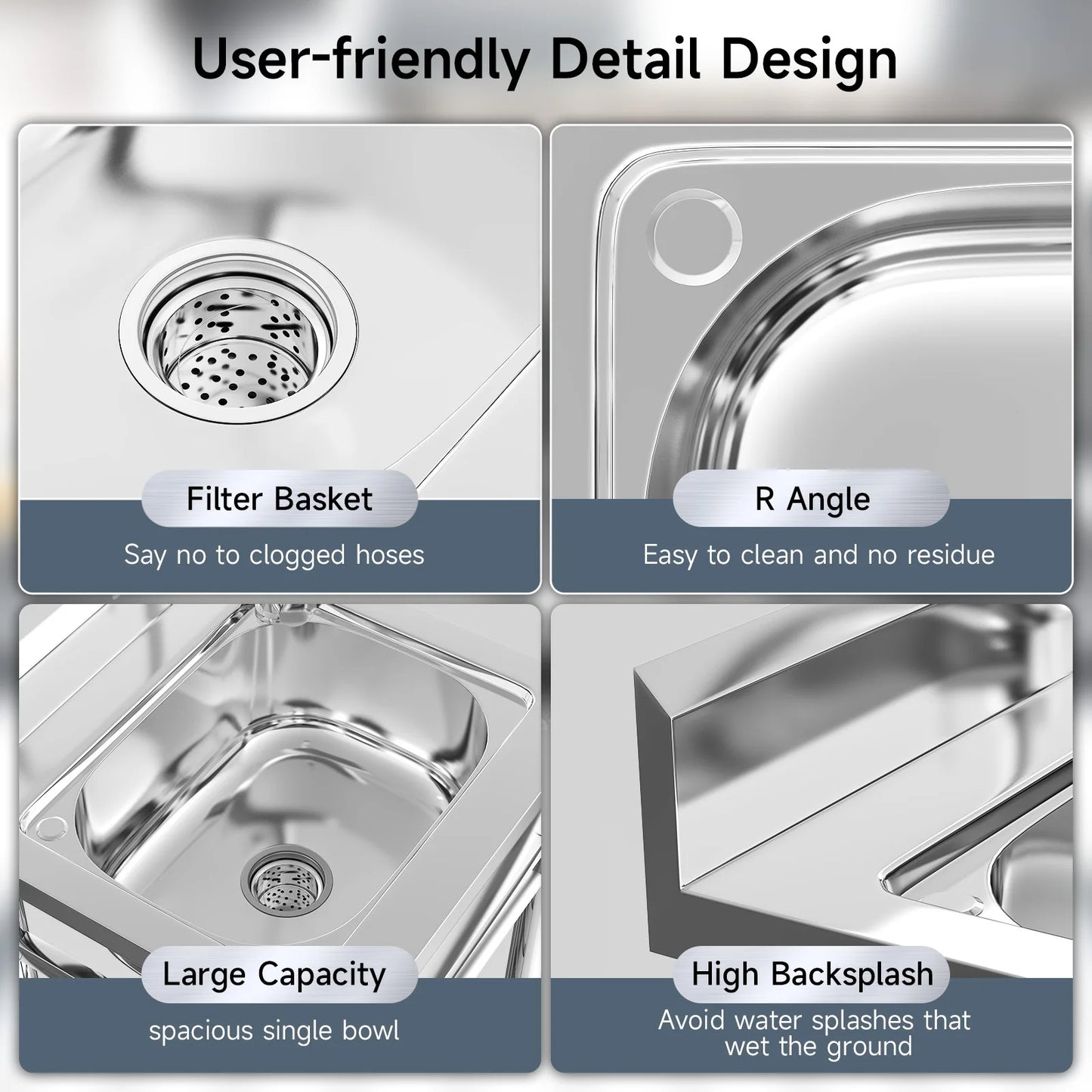 Kitchen Sink With Cold & Hot Water Pipe