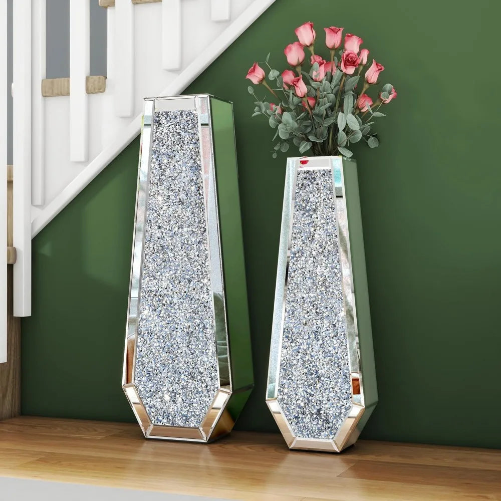 Home Decor Crushed Diamond Tall Floor Vase