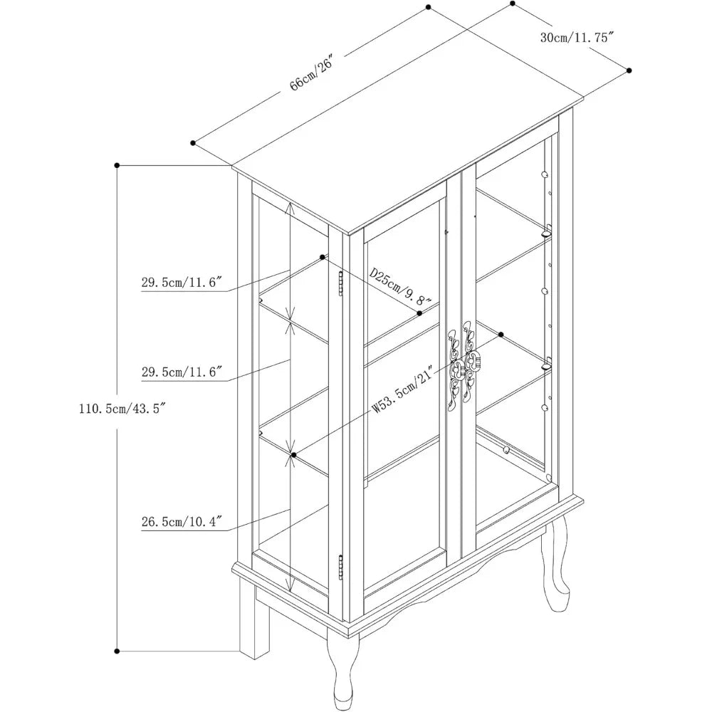 Wooden Lighted Curio Display Storage Cabinet