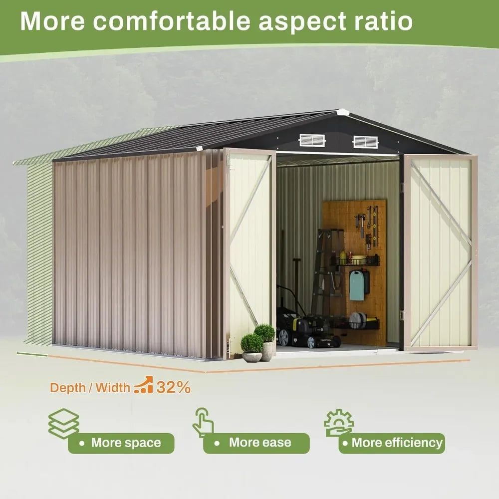 Large Garden Tool Metal Shed w/ Sloping Roof