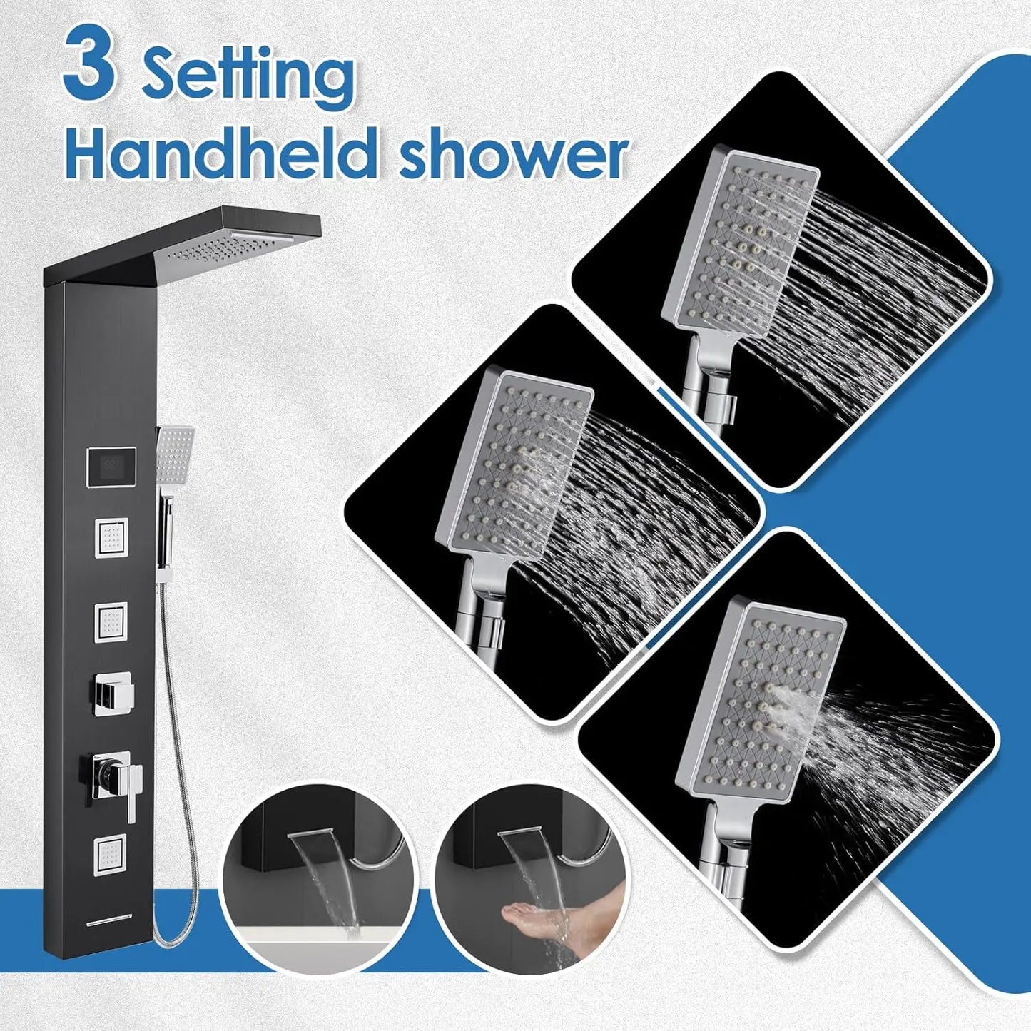 Shower Panel Tower System with LED Lights